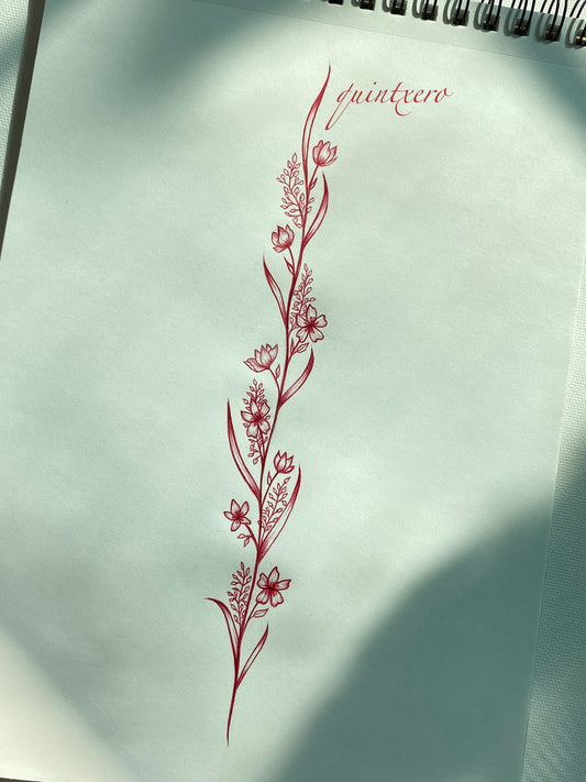 Floral Spine Tattoo Flash